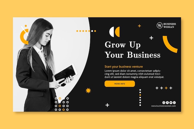Free vector business woman banner template