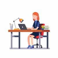 Free vector business woman or a clerk working at office desk