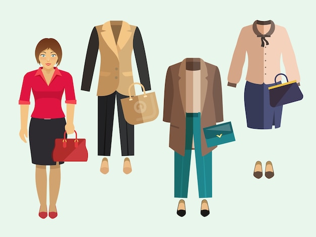 Free vector business woman clothes set