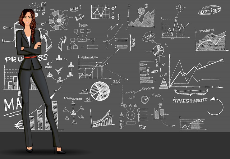 Free Vector business woman doodle background