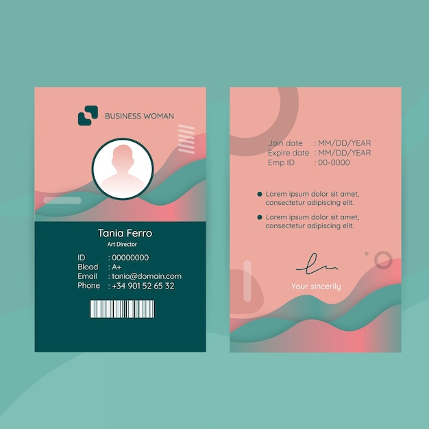 Free vector business woman id card