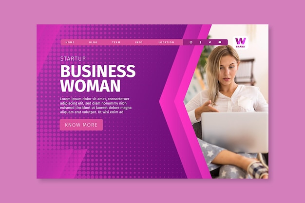 Free vector business woman landing page template