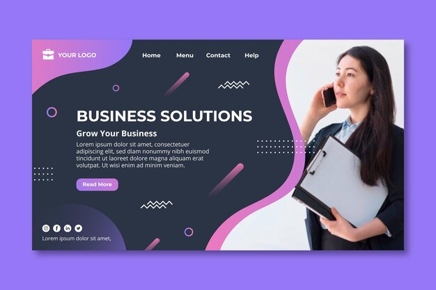 Business woman landing page template