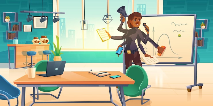 Free Vector business woman make presentation in office