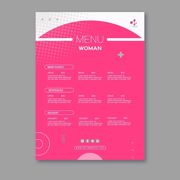 Free vector business woman menu template