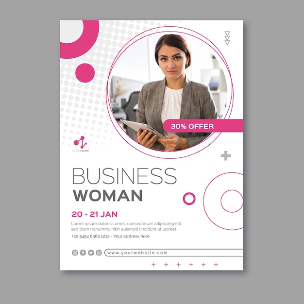 Free vector business woman poster template