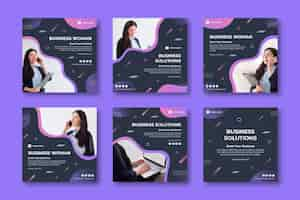 Free vector business woman social media posts