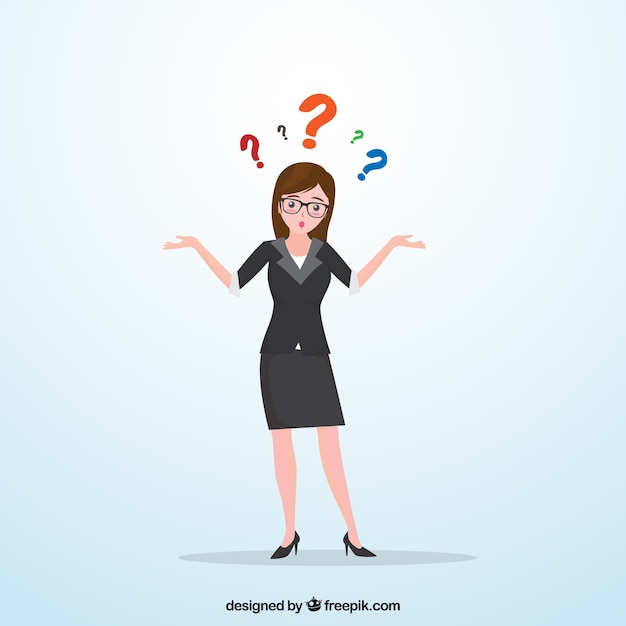 Free vector business woman with doubts