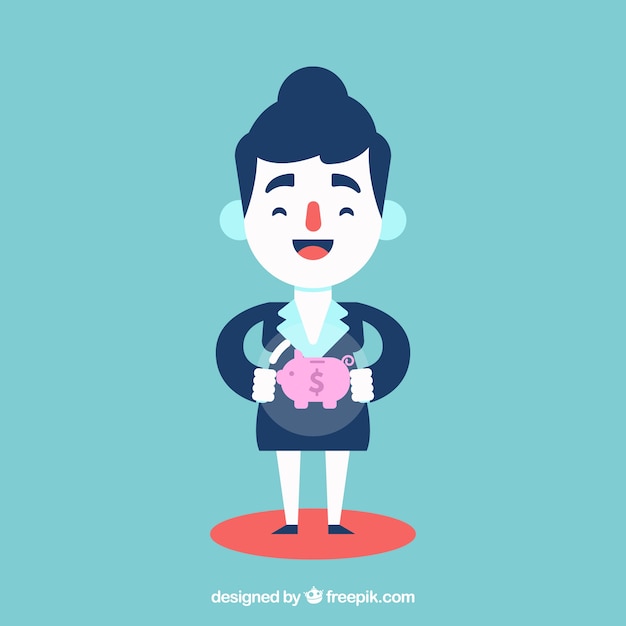 Free vector business woman with savings