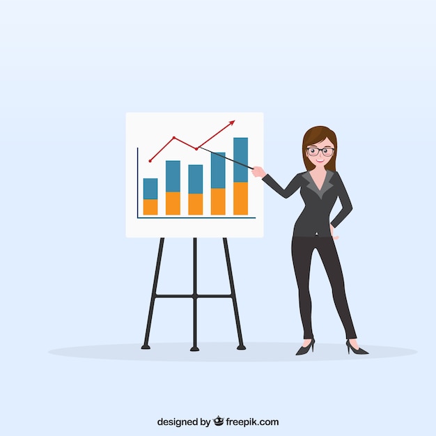 Free vector business woman with statistics