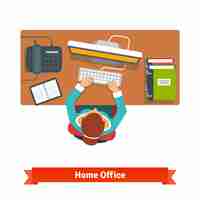 Free vector business woman working hard sitting at the desk