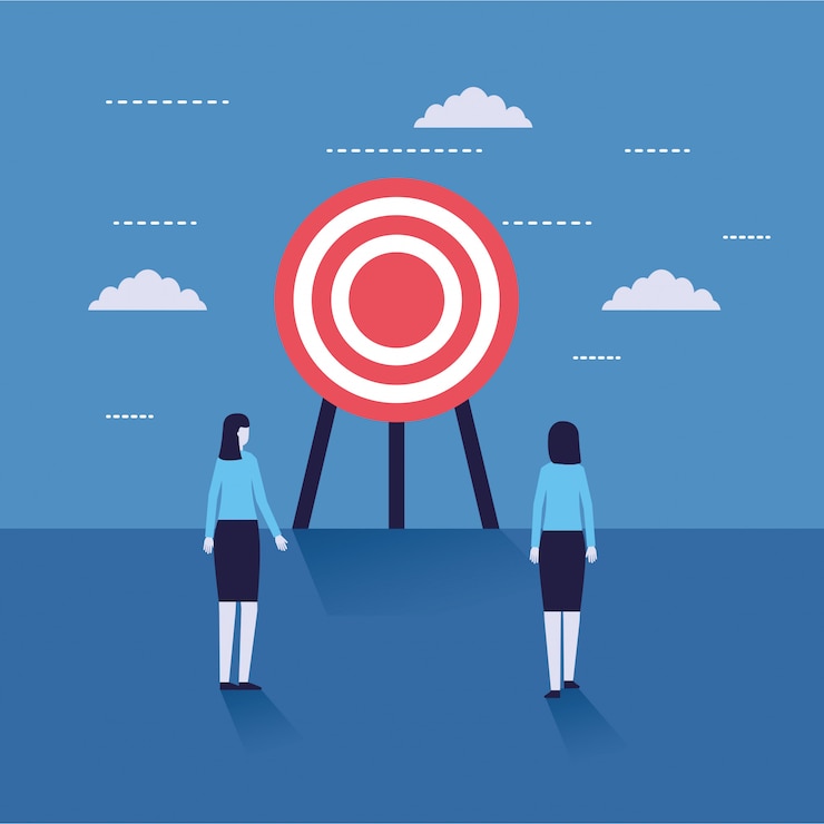 Free Vector business women looking target