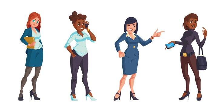 Free Vector business women in office clothes isolated