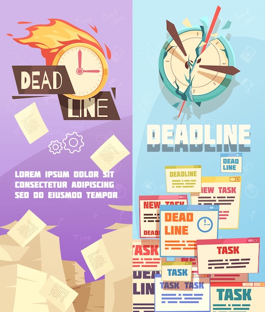 Free vector business work deadline vertical banners