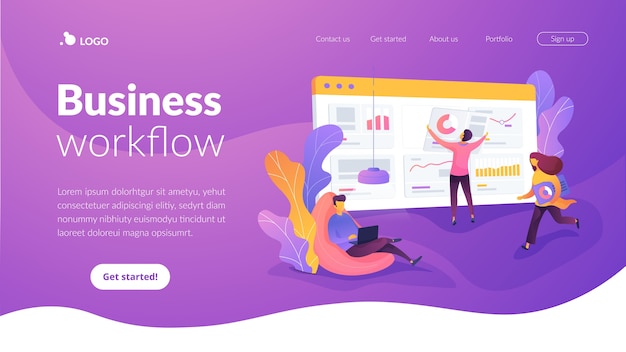 Business workflow landing page template