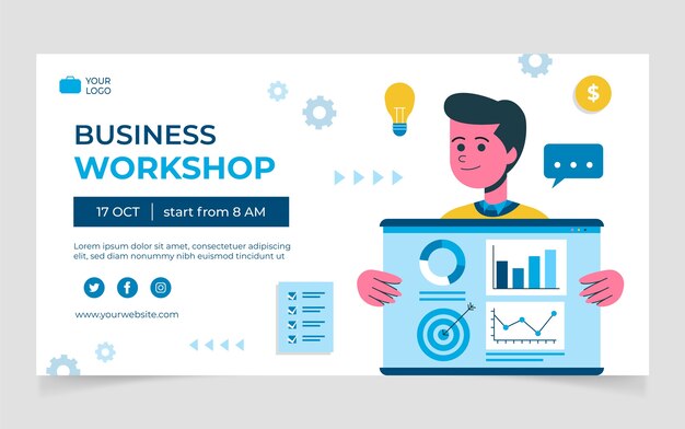 Business workshop flat facebook post