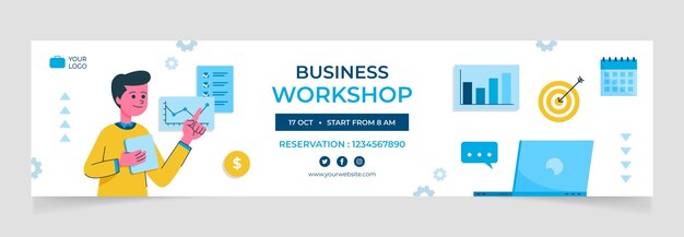 Business workshop flat twitch banner