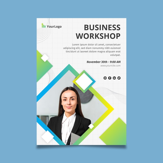 Free vector business workshop poster corporate template