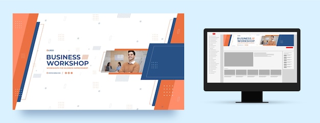 Vettore gratuito modello di arte del canale youtube del workshop aziendale