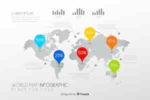 無料ベクター ビジネス世界地図インフォグラフィック