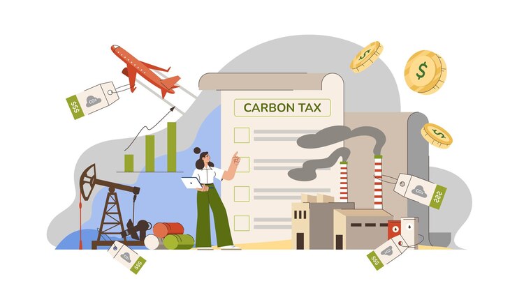 Free Vector businesses and factory pay carbon tax for greenhouse gas emission