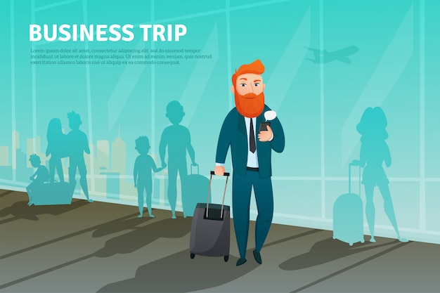 Businessman in airport poster