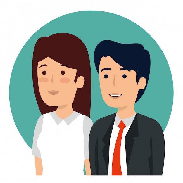 Free vector businessman and businesswoman portrait