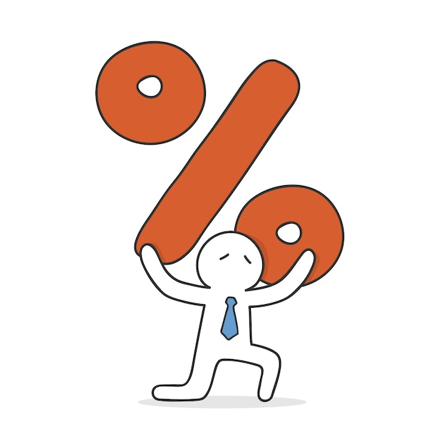 Free vector businessman carrying huge percent sign