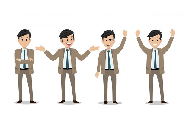 ビジネスの男性キャラクターデザインのセット オフィスワーカーの男 プレミアムベクター ビジネスの男性キャラクターデザインのセット オフィスワーカーの男 プレミアムベクター