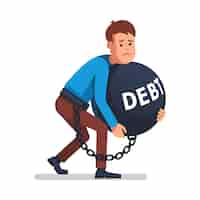 Free vector businessman chained to debts