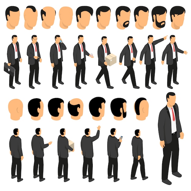 Free vector businessman character creation set