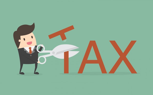 Free vector businessman character cutting tax