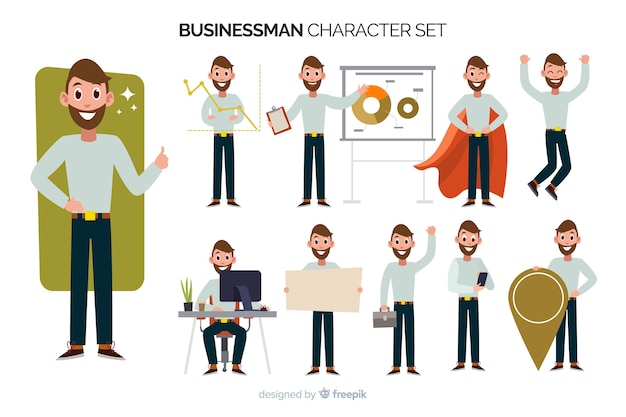 Free vector businessman character set