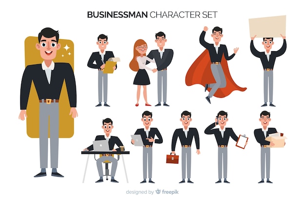 Free vector businessman character set