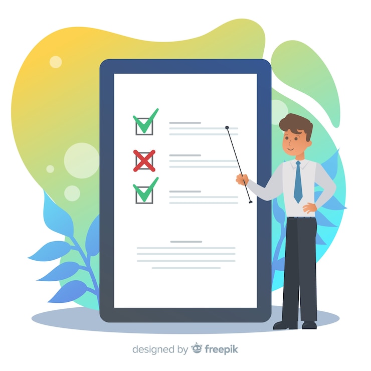 Free Vector businessman checking giant check list background