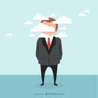 Vettore gratuito businessman and clouds vector