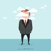Free vector businessman and clouds vector