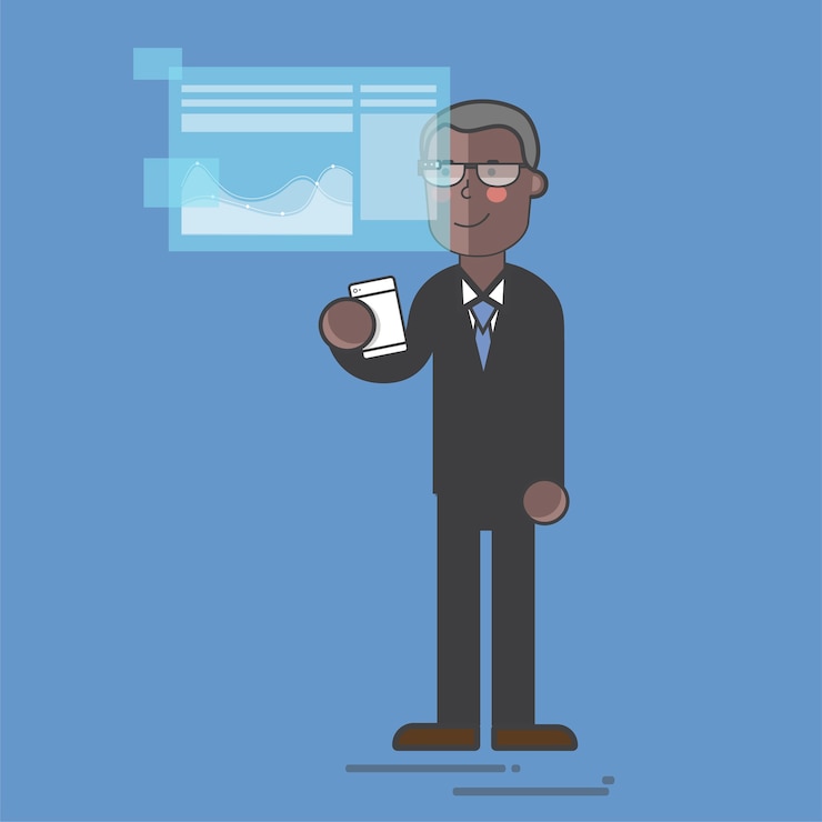 Free Vector businessman in a digital presentation