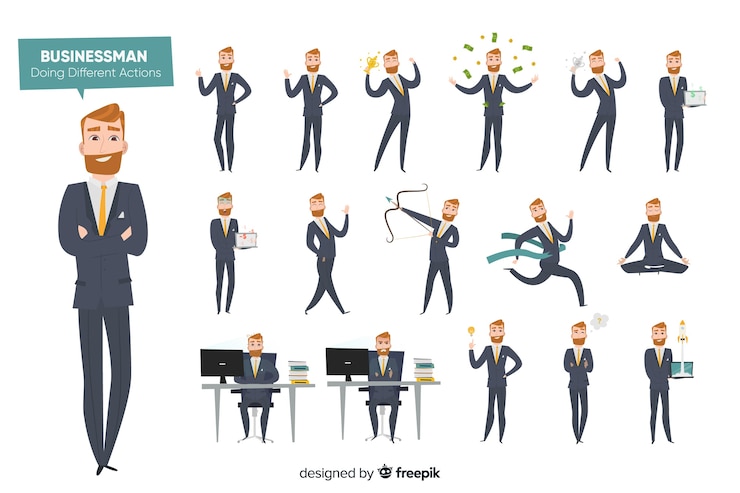 Free Vector businessman doing different actions