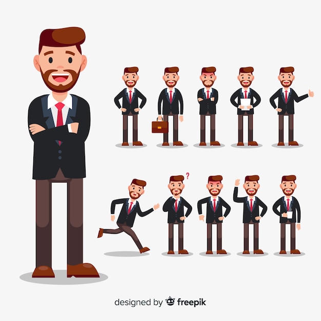 Free vector businessman doing different actions