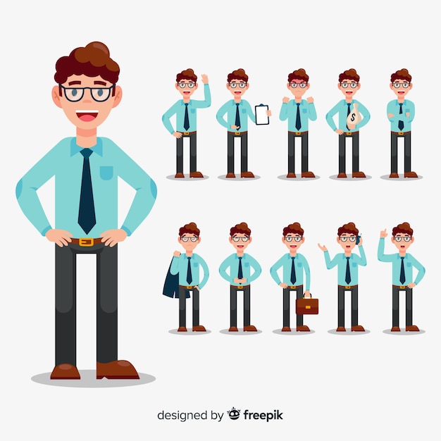 Free vector businessman doing different actions