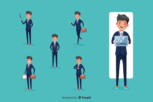 Free vector businessman doing different actions