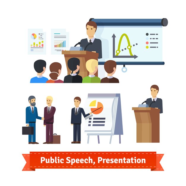 Free vector businessman doing presentation