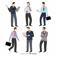 Free vector businessman doing things collection