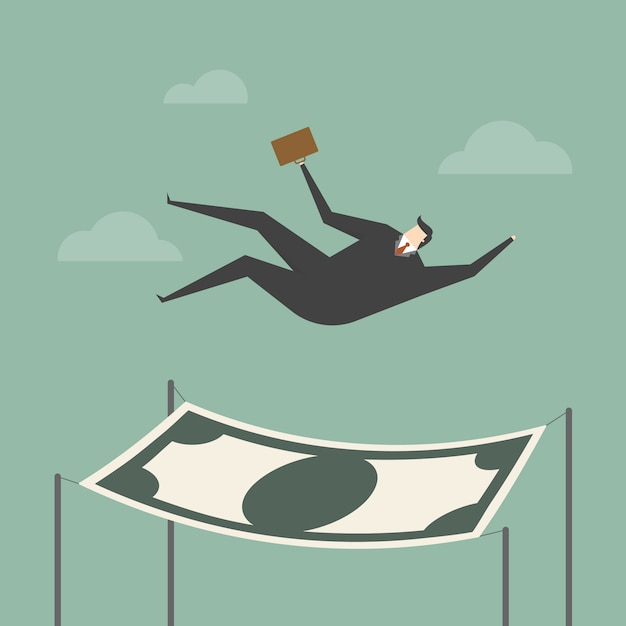 Free vector businessman falling over a note