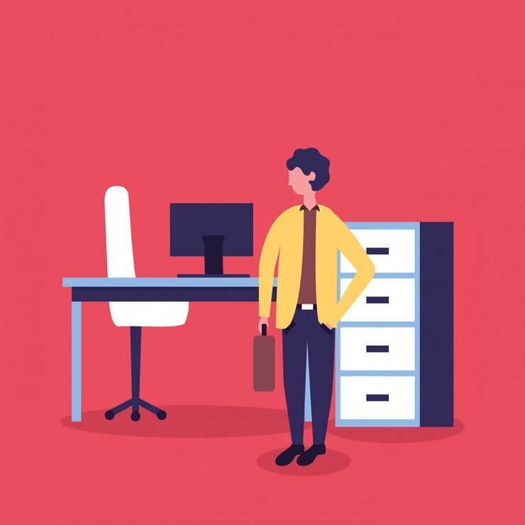 मुफ़्त वेक्टर businessman next to his desk