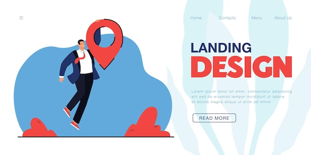 Free vector businessman holding on to huge location pin