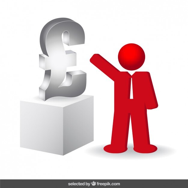 Free Vector businessman icon with cube and pound symbol
