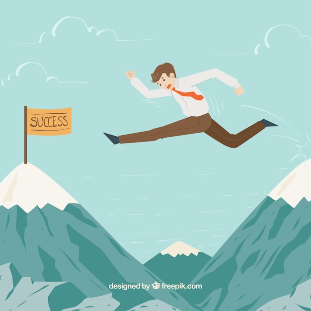 Free vector businessman jumping to success