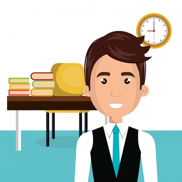 businessman in the library avatar character